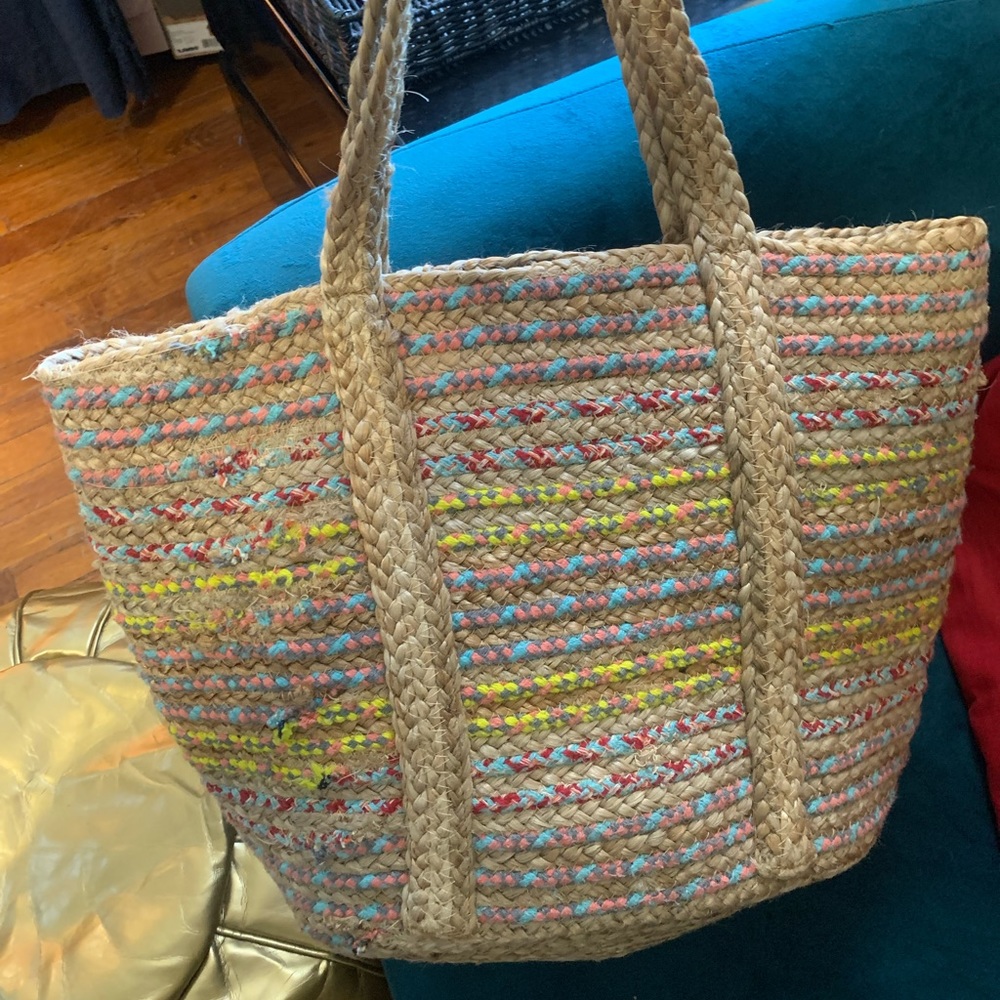 Tote Bag- Circus- Teresa Striped Straw Tote